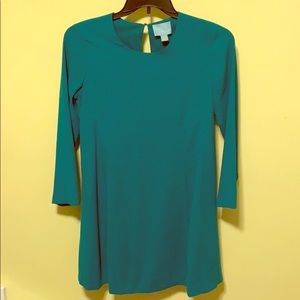 Teal CeCe Shift Dress - 3/4 length sleeve